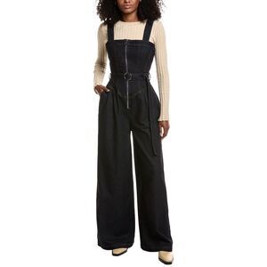 Designer Dark Denim Jeans Wide Leg Jumpsuit Overalls